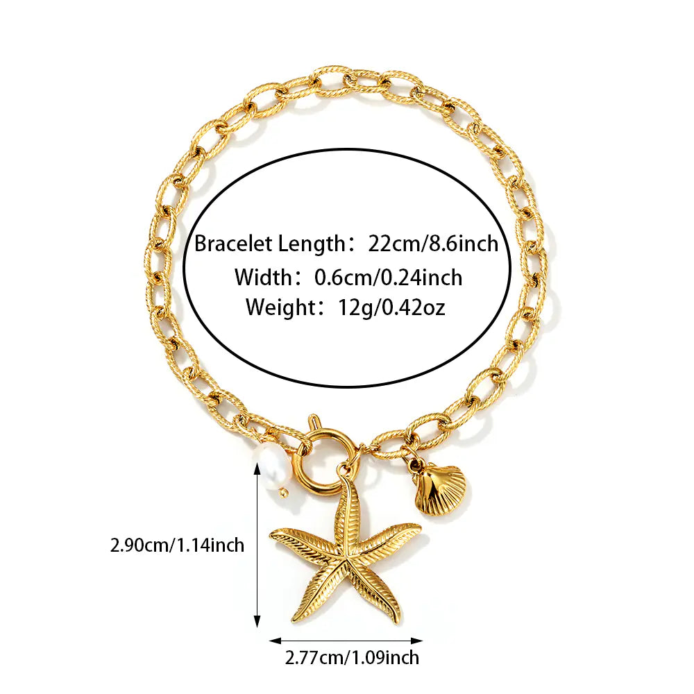 Beat Selling Stainless Steel Shell Starfish Pearl Bracelet