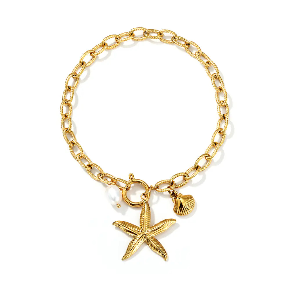 Beat Selling Stainless Steel Shell Starfish Pearl Bracelet