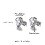 Light Luxury Iced Out Diamond Brass Heart CZ Earrings