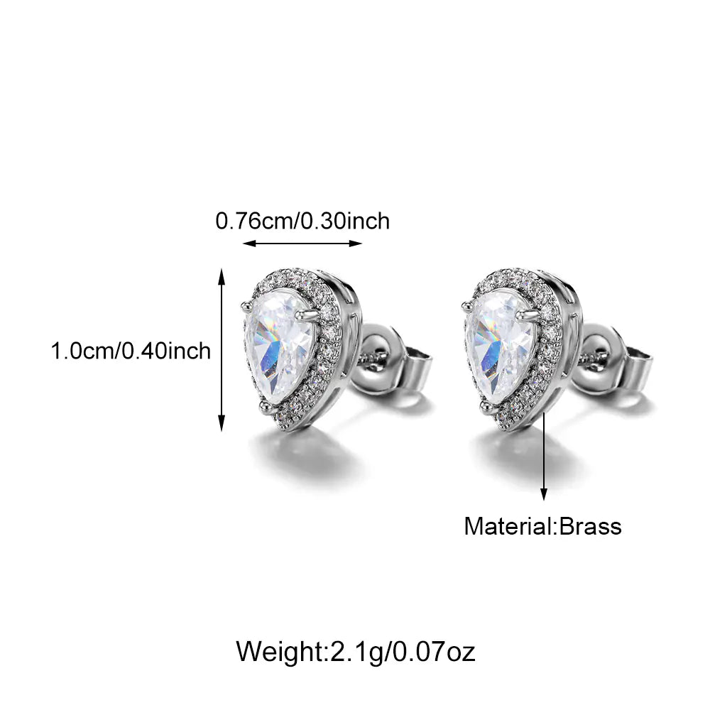 Light Luxury Iced Out Diamond Brass Heart CZ Earrings