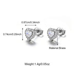 Light Luxury Iced Out Diamond Brass Heart CZ Earrings