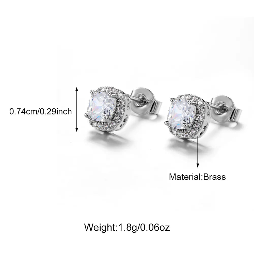Light Luxury Iced Out Diamond Brass Heart CZ Earrings