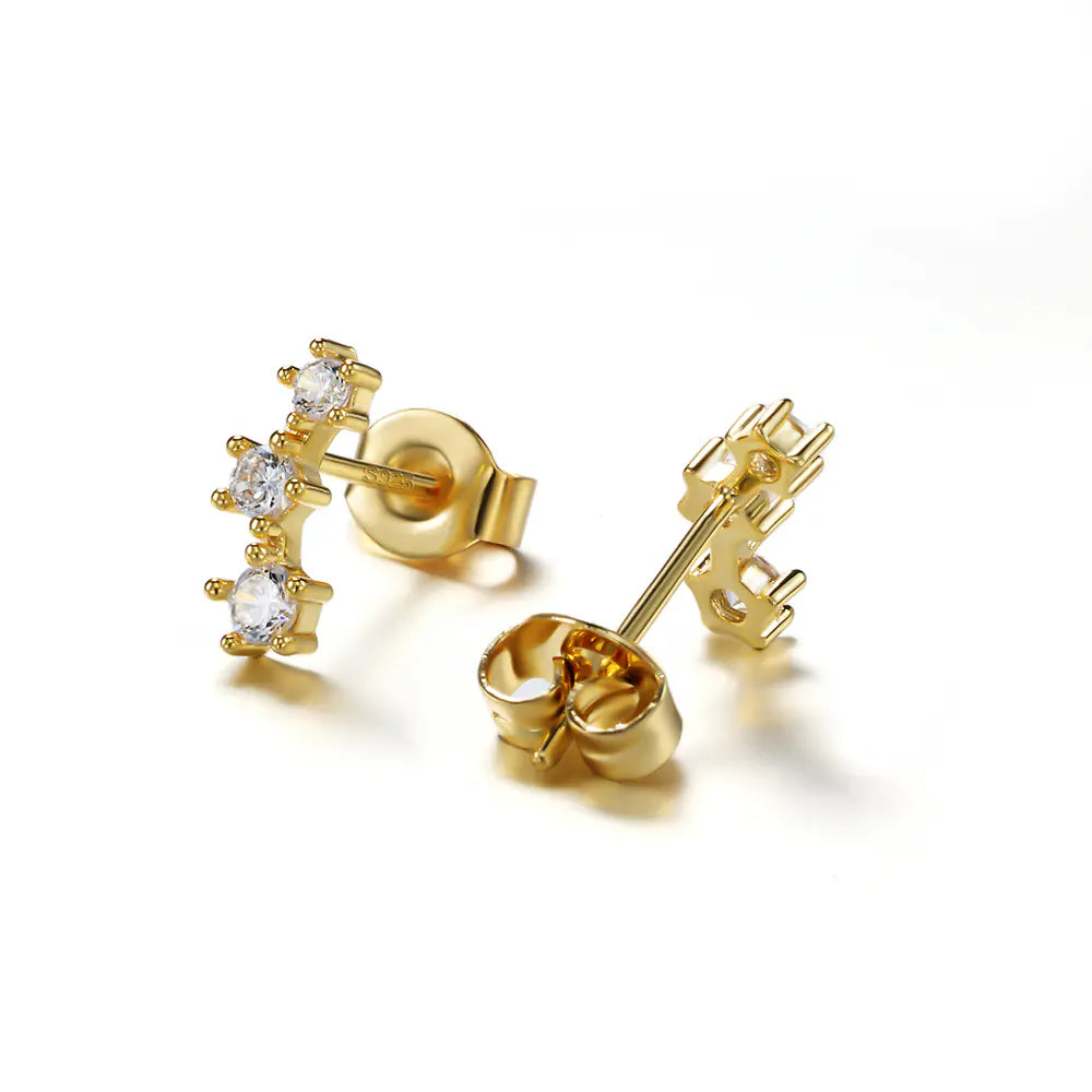 Iced Diamond Dipper Geometric Huggie Stud Earrings Set