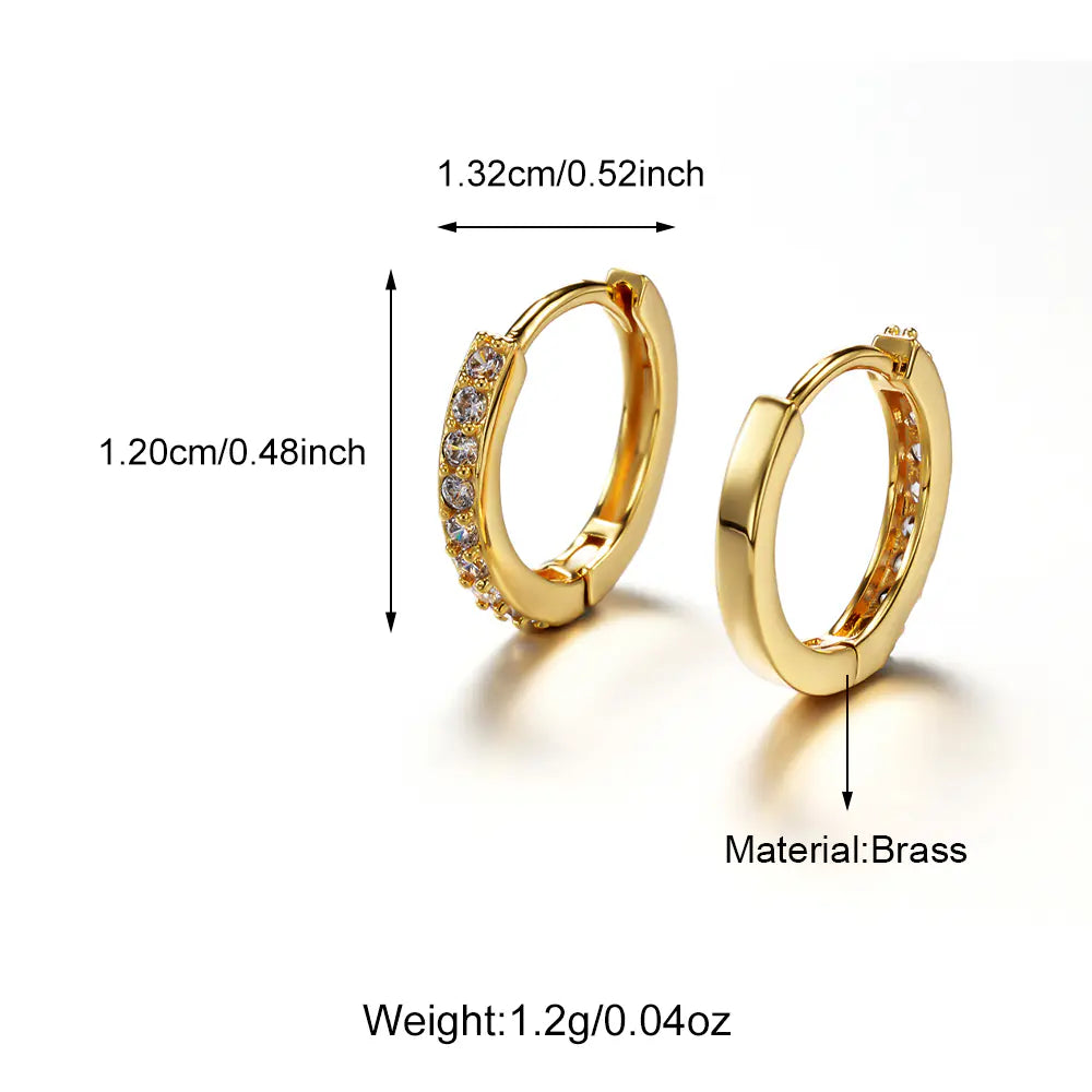 Iced Diamond Dipper Geometric Huggie Stud Earrings Set