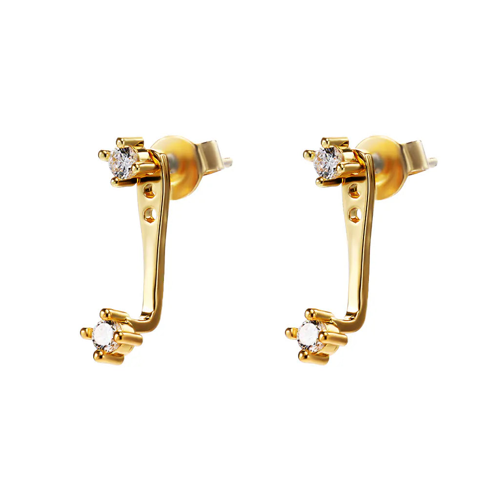Iced Diamond Dipper Geometric Huggie Stud Earrings Set