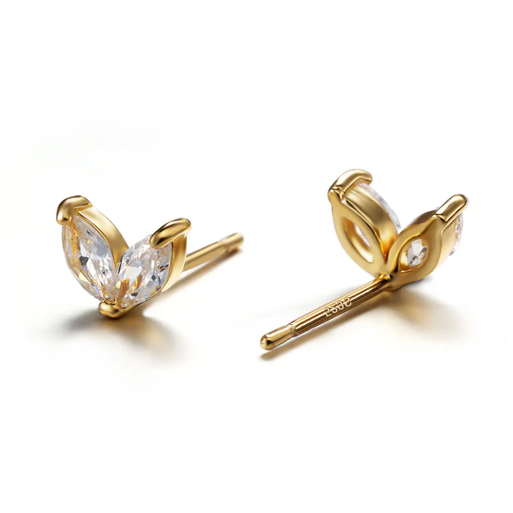 Water Drip Baguette Diamond Geometric Huggie Hoop Stud Earrings