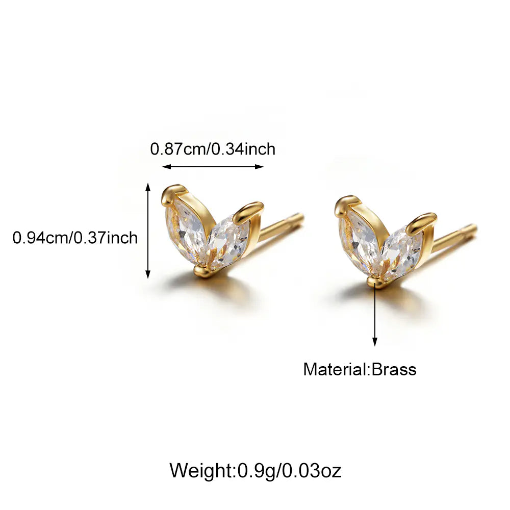 Water Drip Baguette Diamond Geometric Huggie Hoop Stud Earrings