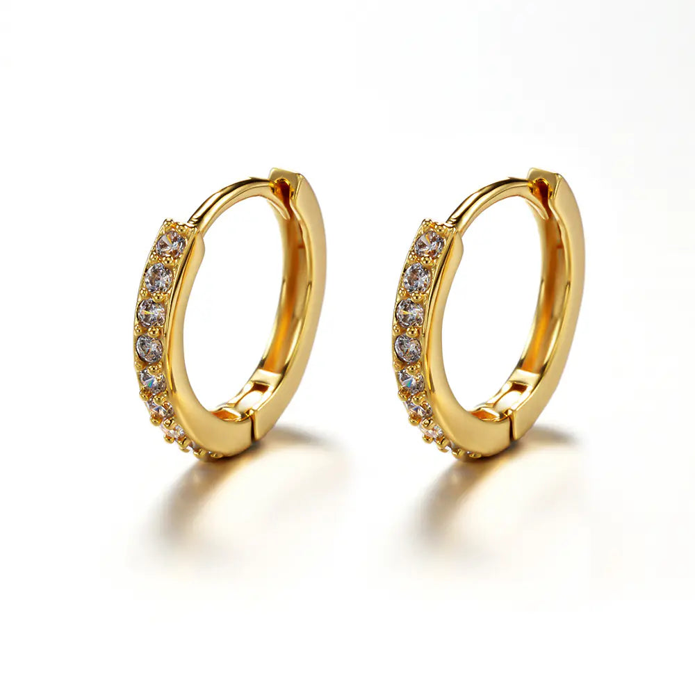Water Drip Baguette Diamond Geometric Huggie Hoop Stud Earrings