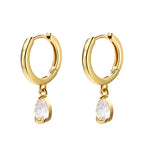 Water Drip Baguette Diamond Geometric Huggie Hoop Stud Earrings
