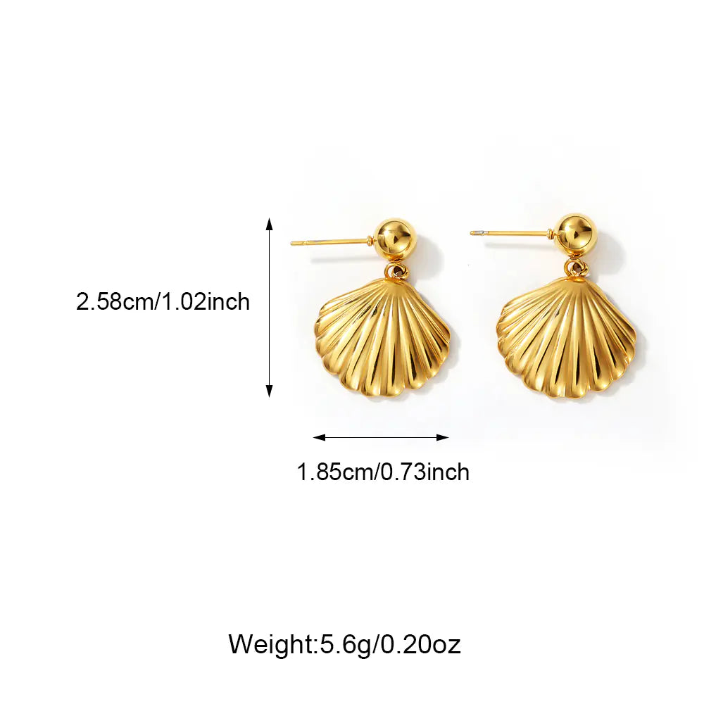 Waterproof Pvd Plated Shell Shape Earrings