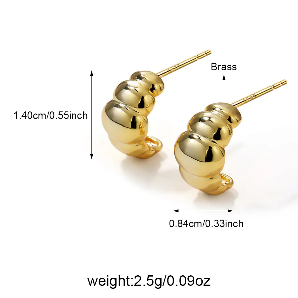 Gold Plated Brass Beaded Stud Earrings