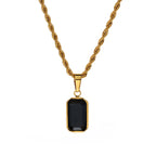 New Stainless Steel Black Emerald Cut CZ Pendant