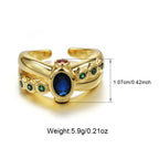 Brass Elegant Clorful Gem Opening Women Ring
