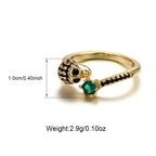 Brass Black cz skull adjustable ring