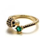 Brass Black cz skull adjustable ring