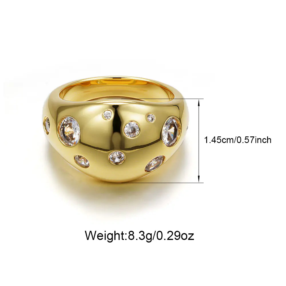 Plated Rainbow Diamond Dome Star Ring