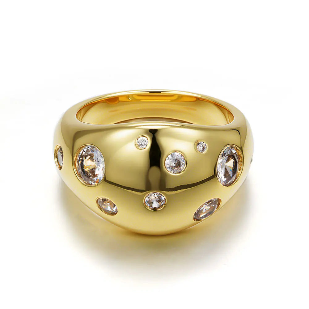 Plated Rainbow Diamond Dome Star Ring