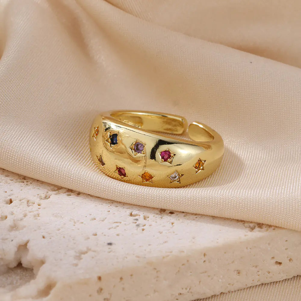 Brass 10mm Clorful Star Chunky Opening Ring
