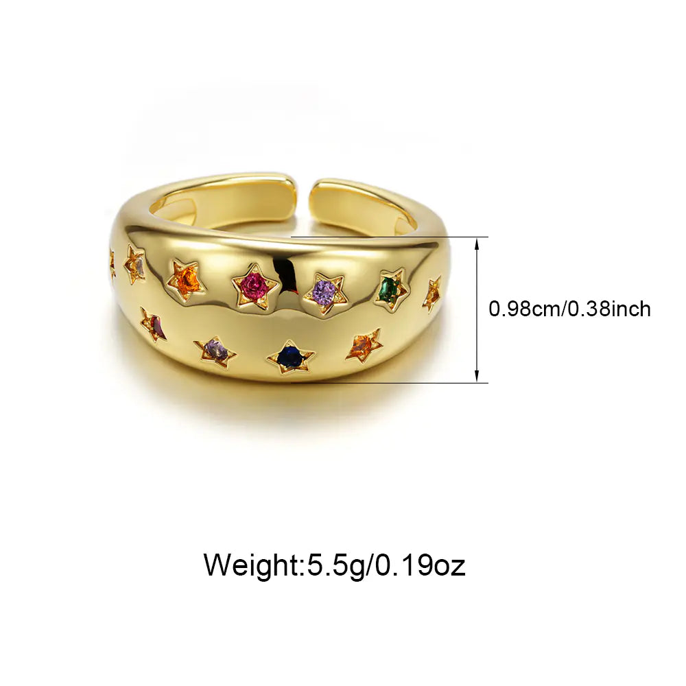 Brass 10mm Clorful Star Chunky Opening Ring