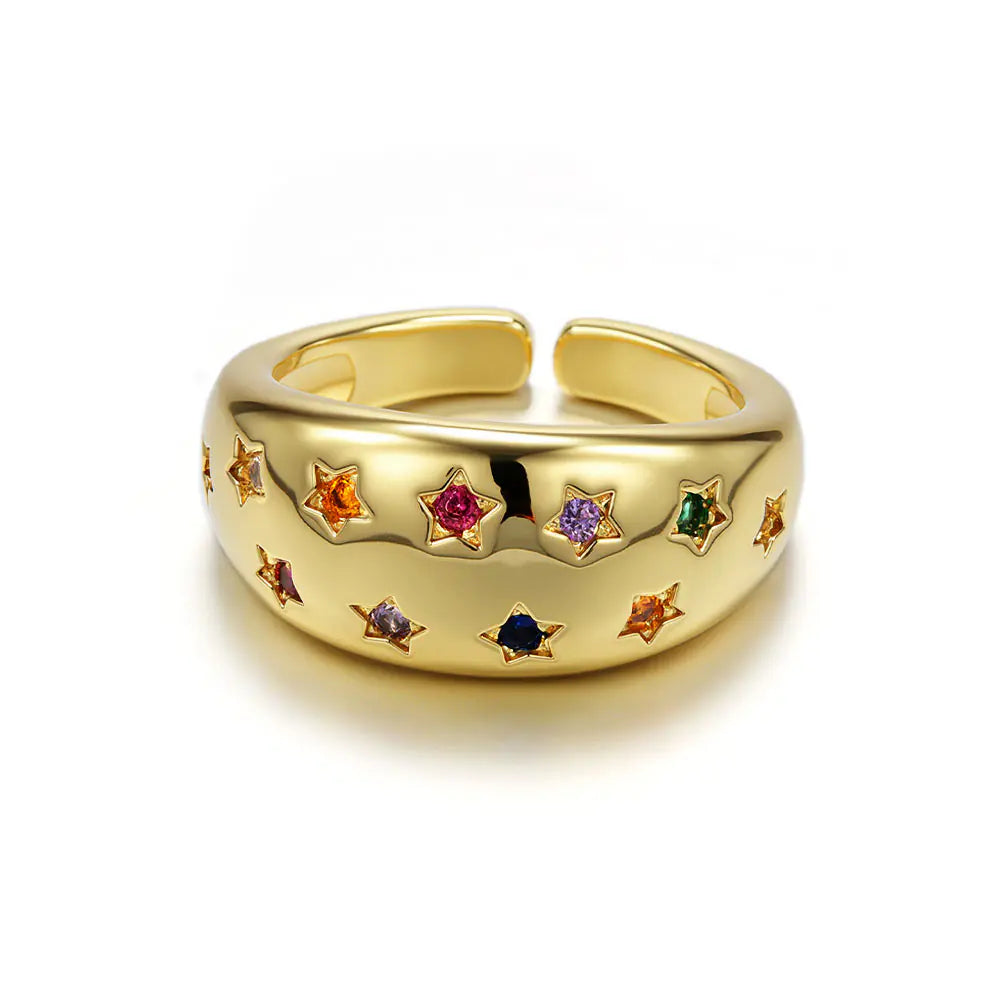 Brass 10mm Clorful Star Chunky Opening Ring