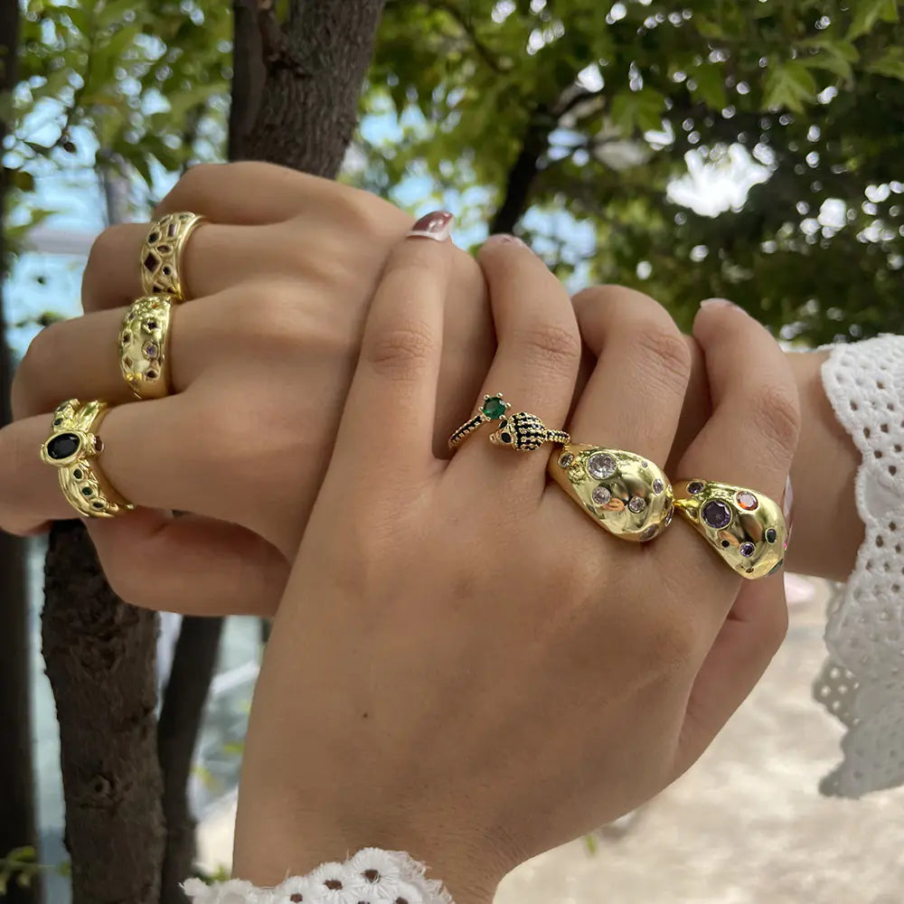 Brass 10mm Clorful Star Chunky Opening Ring