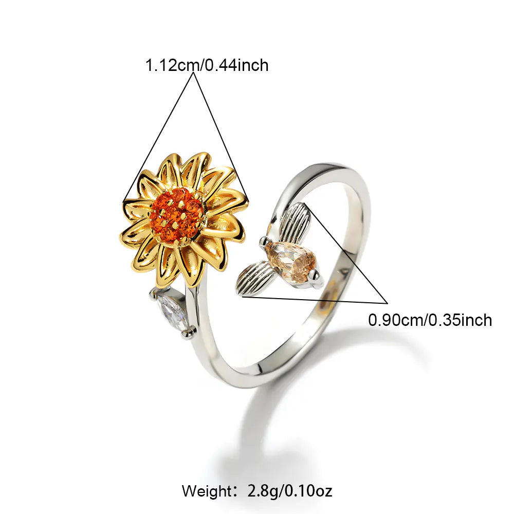 Fashion Rings Adjustable Sun Flower Fidget Ring