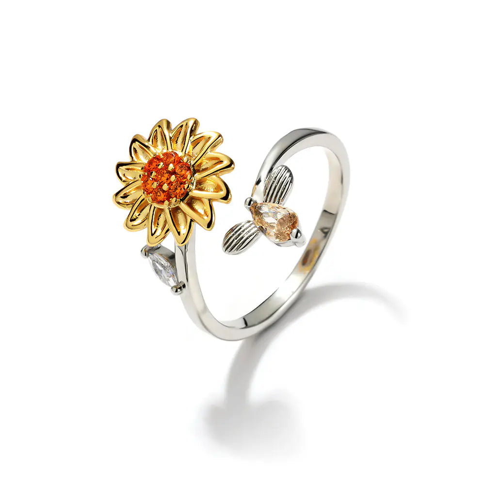 Fashion Rings Adjustable Sun Flower Fidget Ring