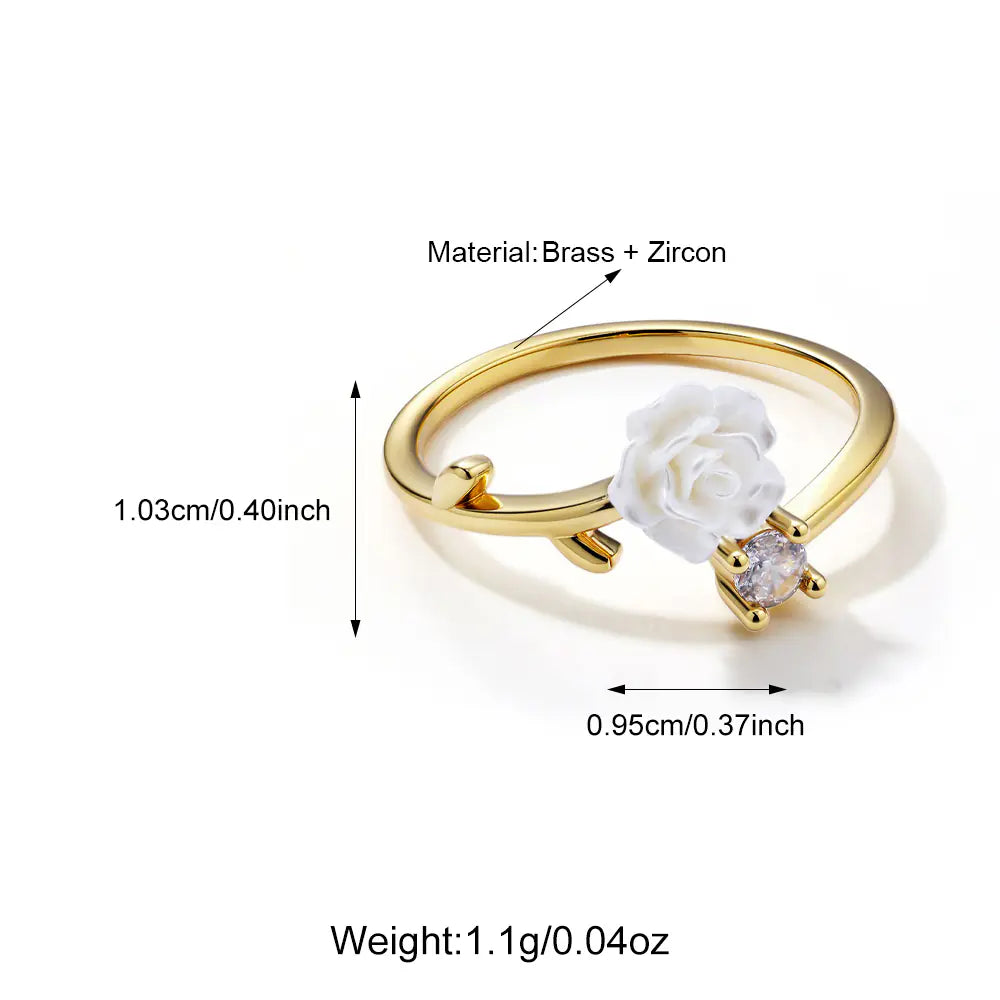 Stainless Steel Adjustable Rose CZ Ring