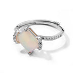 New 925 Sterling Silver Opal Adjustable Rings