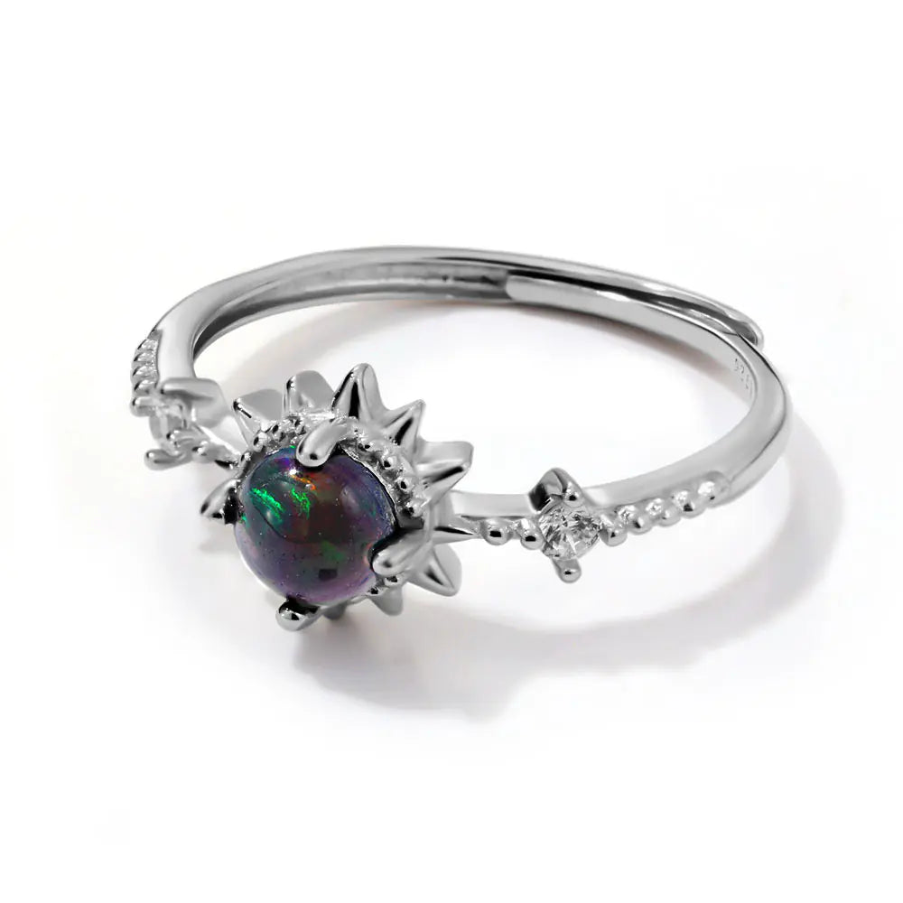 Luxury Dainty Adjustable 925 Silver Opal Ring