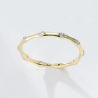 Fashion 925 Sterling Silver CZ Stones Thin Bamboo Rings