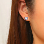 New Arrival Brass Heart Opal Stud Earrings
