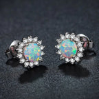 New Arrival Sunflower Brass Opal Stud Earrings