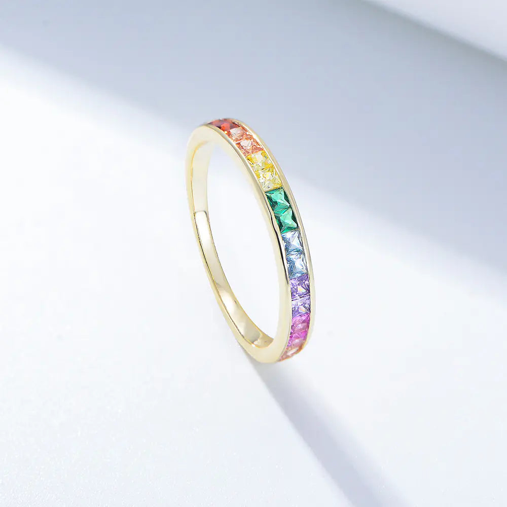 925 Sterling Silver Colored Cubic Zircon Ring
