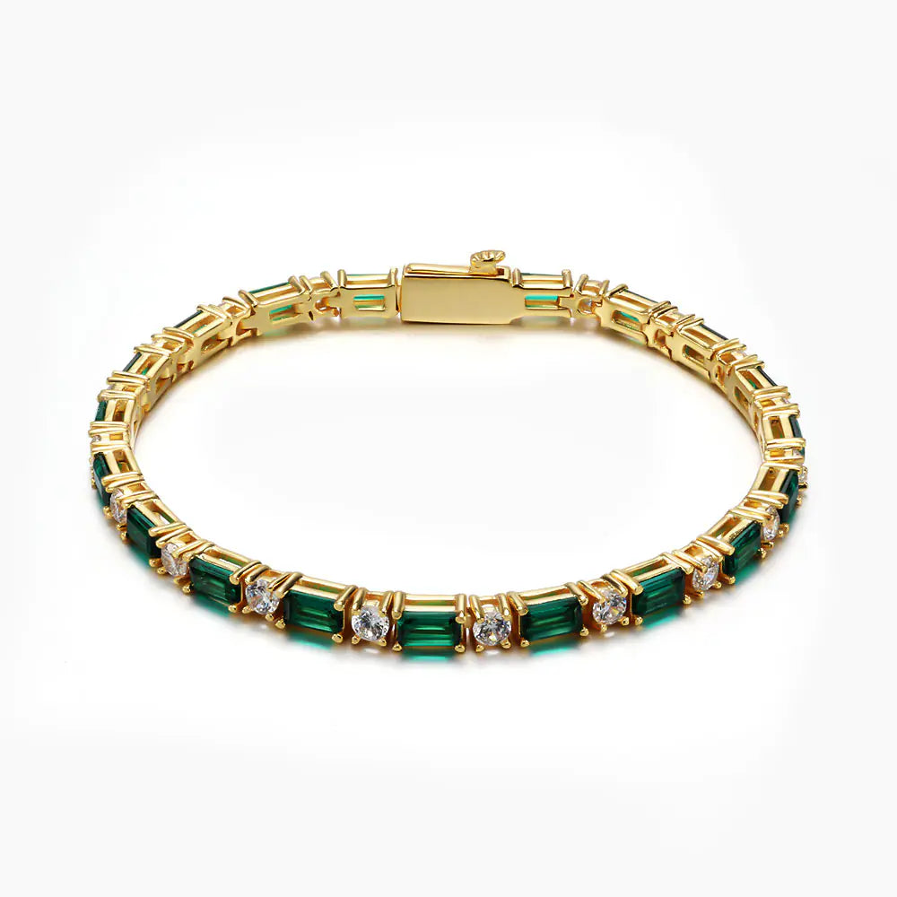 Hot selling 4mm Brass Green Rectangle CZ Necklace