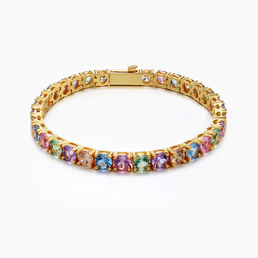 Colorful cz brass tennis bracelet