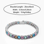 Colorful cz brass tennis bracelet
