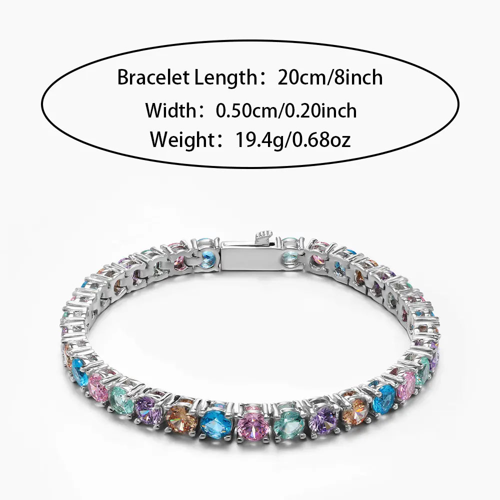 Colorful cz brass tennis bracelet