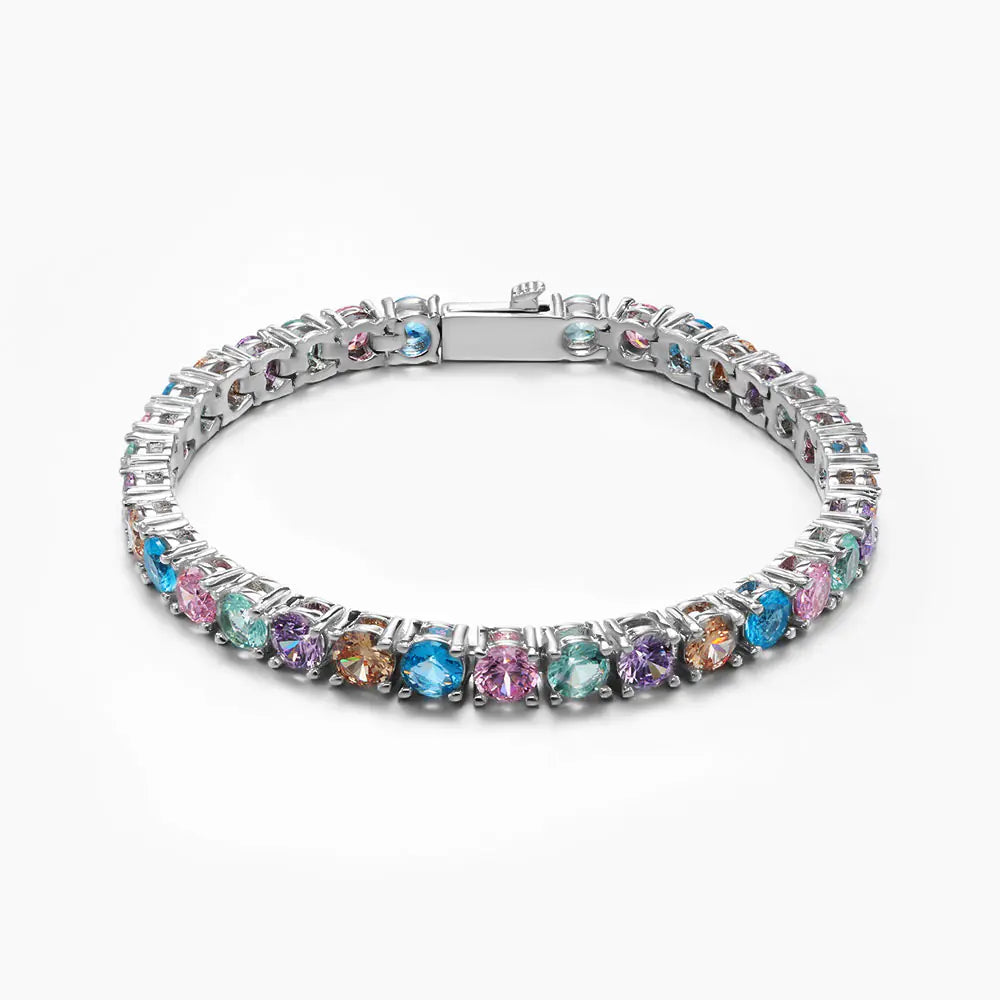 Colorful cz brass tennis bracelet