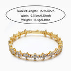 Hot 7.5mm Brass Iced CZ Flower Tennis Bracelet