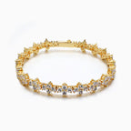 Hot 7.5mm Brass Iced CZ Flower Tennis Bracelet