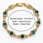 Hot 10mm Brass Green CZ Cluster Link Bracelet