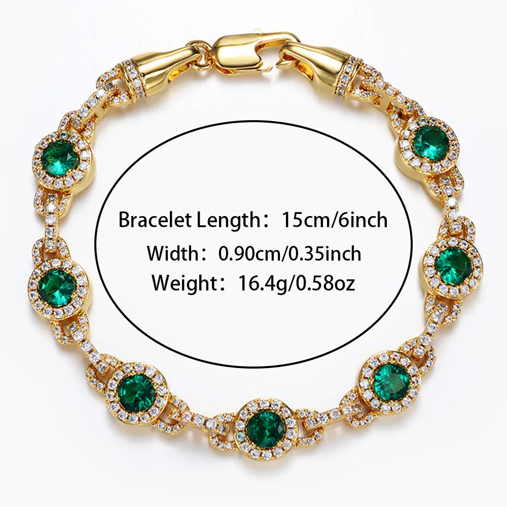 Hot 10mm Brass Green CZ Cluster Link Bracelet