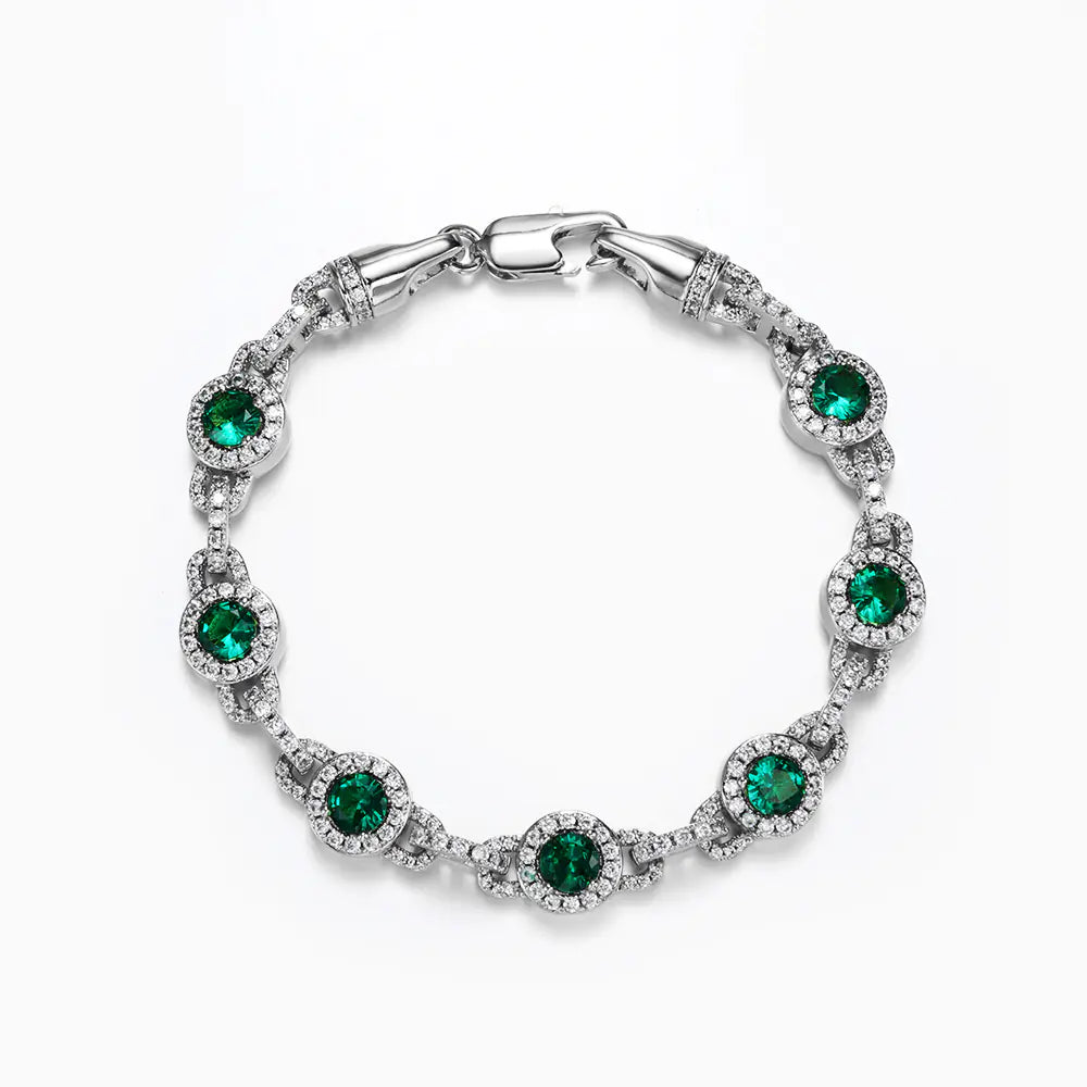 Hot 10mm Brass Green CZ Cluster Link Bracelet