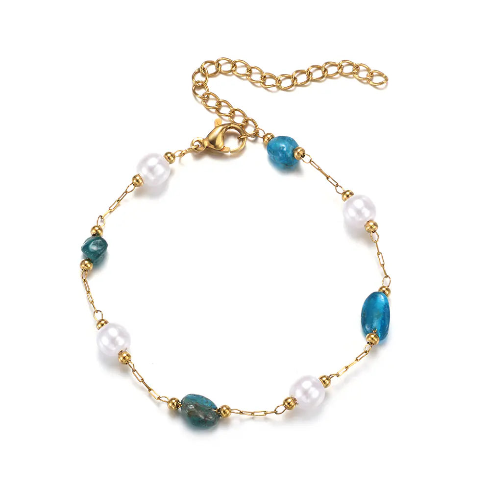 Trendy Fashion Stainless Steel Non-tarnish Pearl Link Bracelet