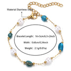 Trendy Fashion Stainless Steel Non-tarnish Pearl Link Bracelet