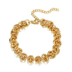 Dubai Gold Plated Chunky Geometric Irregular Circle Cross Bracelet