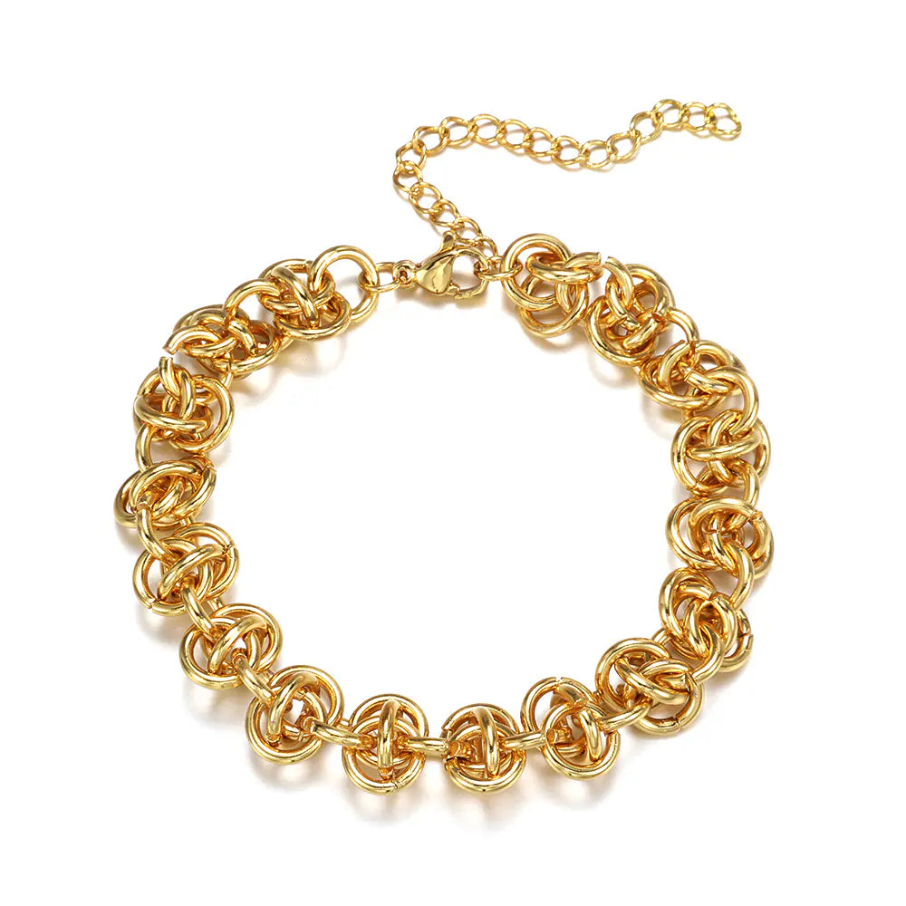 Dubai Gold Plated Chunky Geometric Irregular Circle Cross Bracelet
