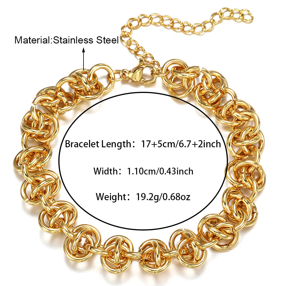 Dubai Gold Plated Chunky Geometric Irregular Circle Cross Bracelet