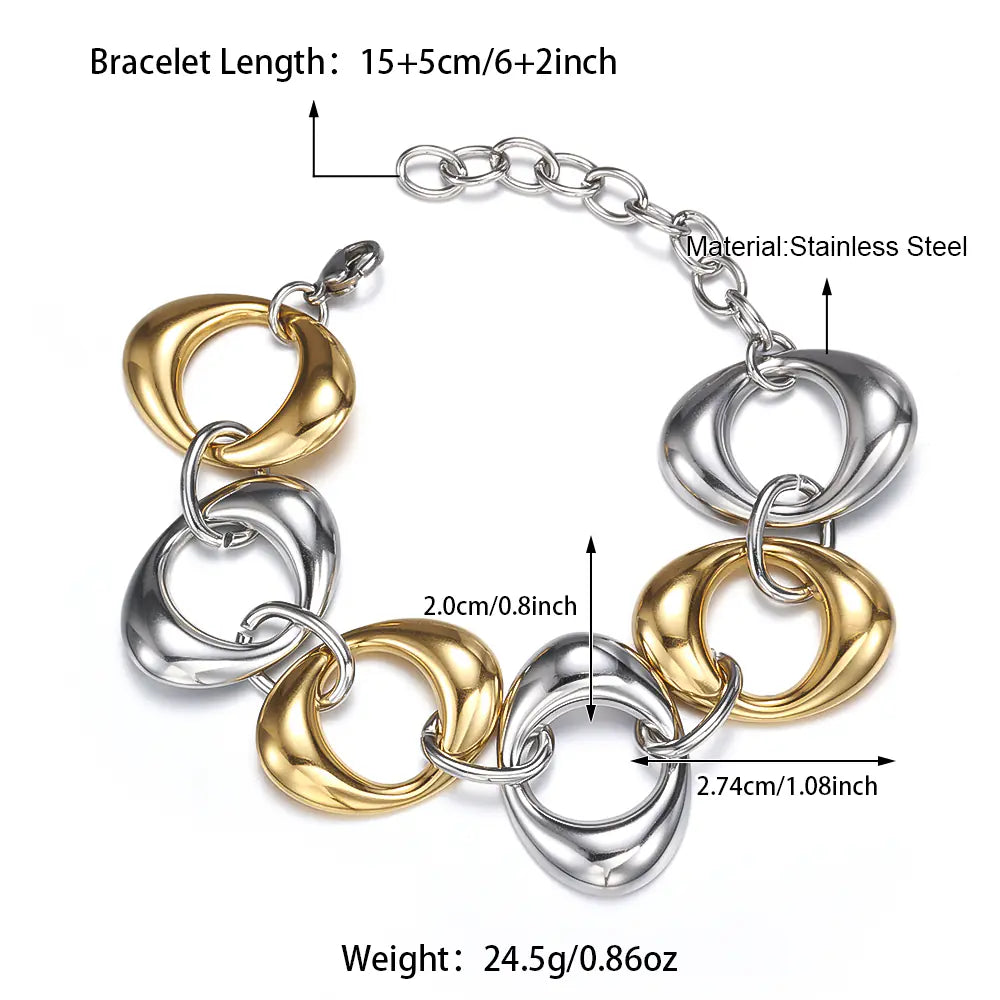 Stainless Steel 2 Tone Multi Twisted Wire Link Bracelet